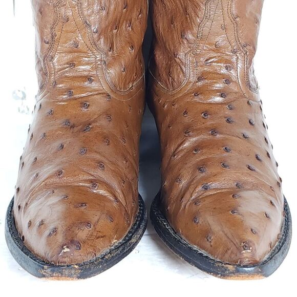 Lone Star Women’s US7B Brown Leather Full Quill Full Ostrish Western Boots - Picture 4 of 16